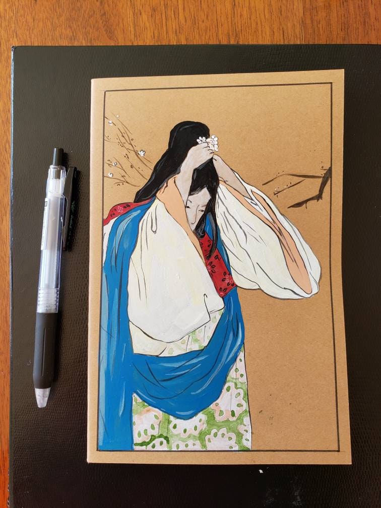 Japanese Woman in a kimono on Journal Original Art Custom Journal