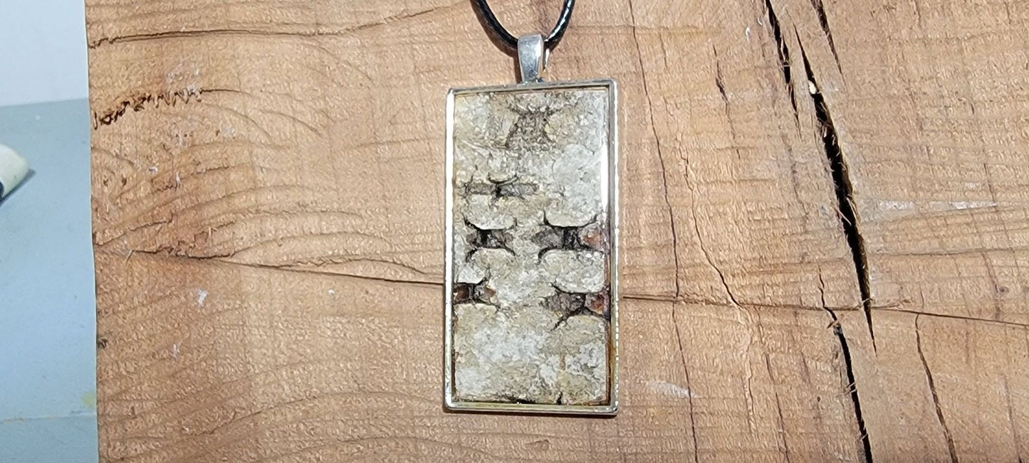Silver Birch Bark Pendant Necklace