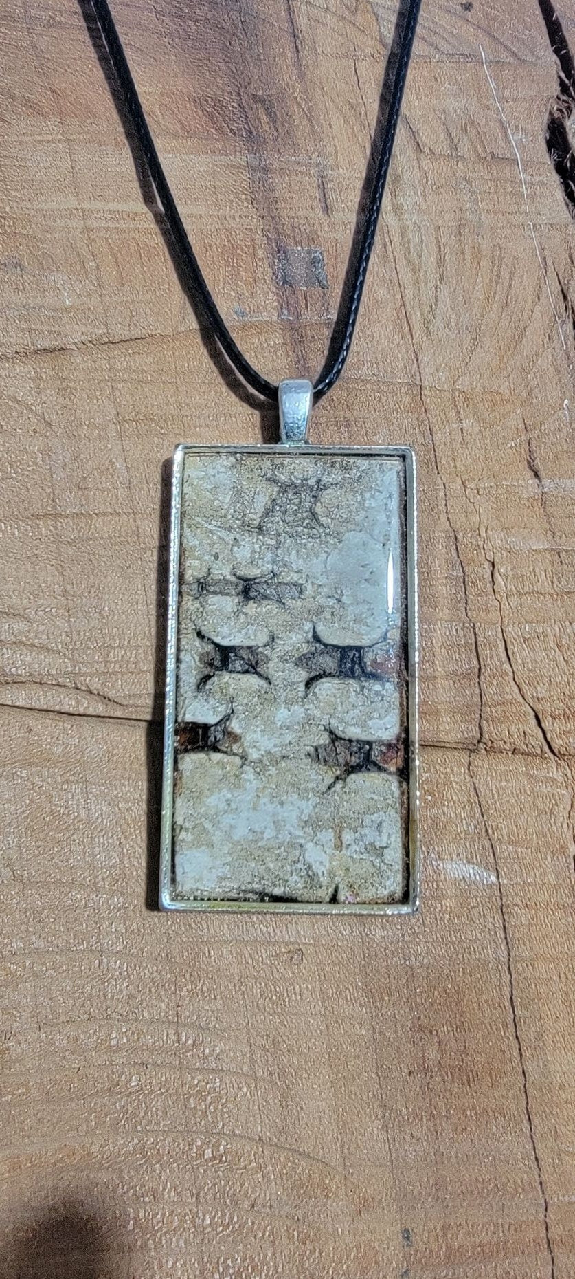 Silver Birch Bark Pendant Necklace