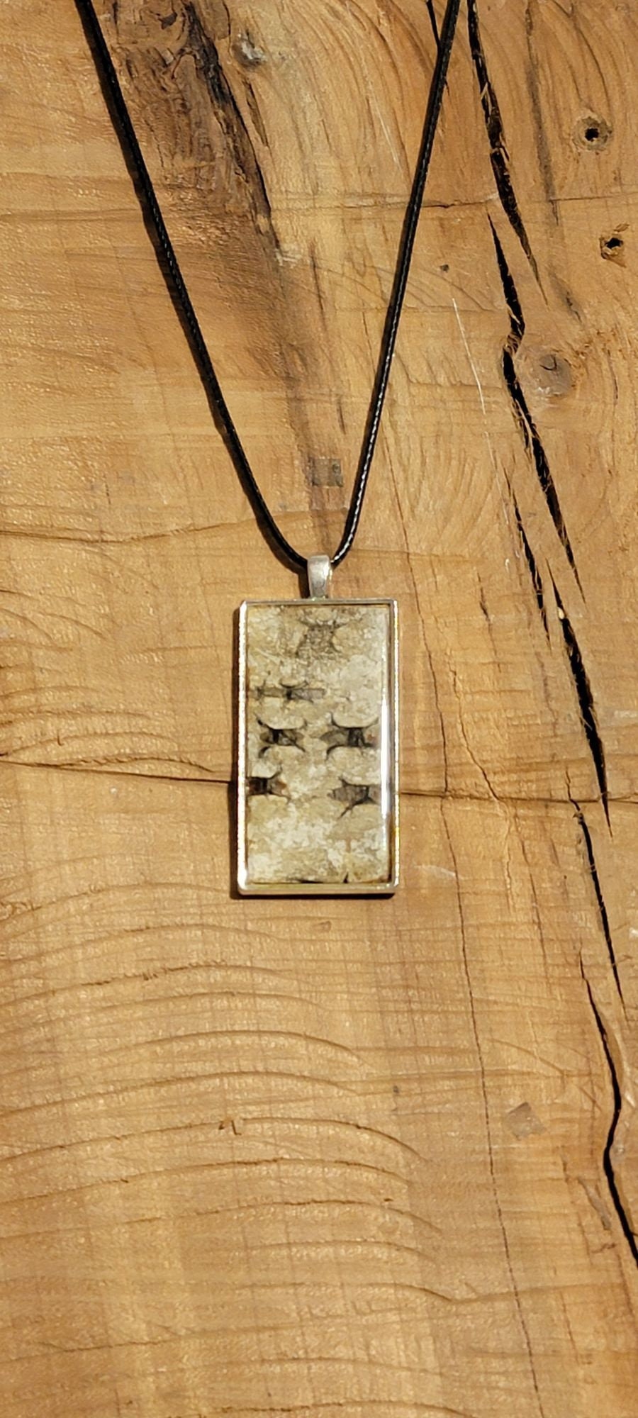Silver Birch Bark Pendant Necklace