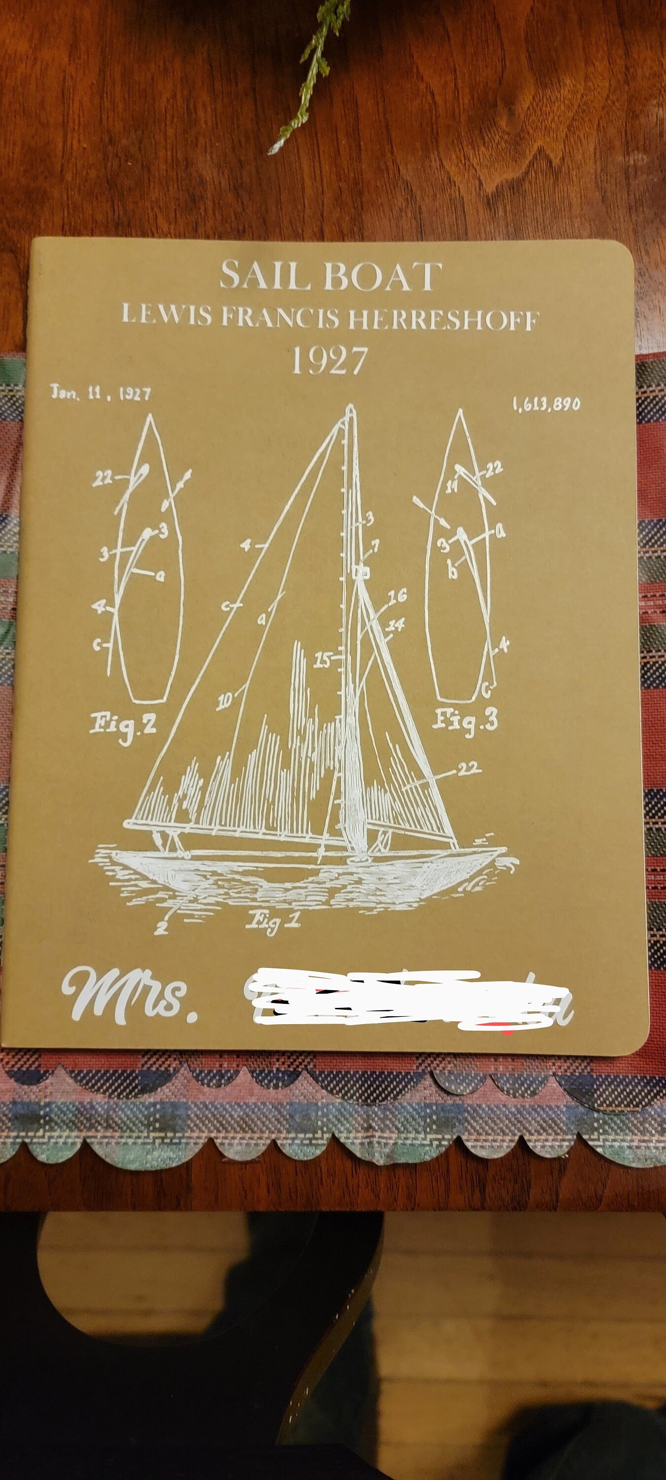 Custom Blueprint Journals Journal /XXL Moleskine hand drawn. Sailor Gift!