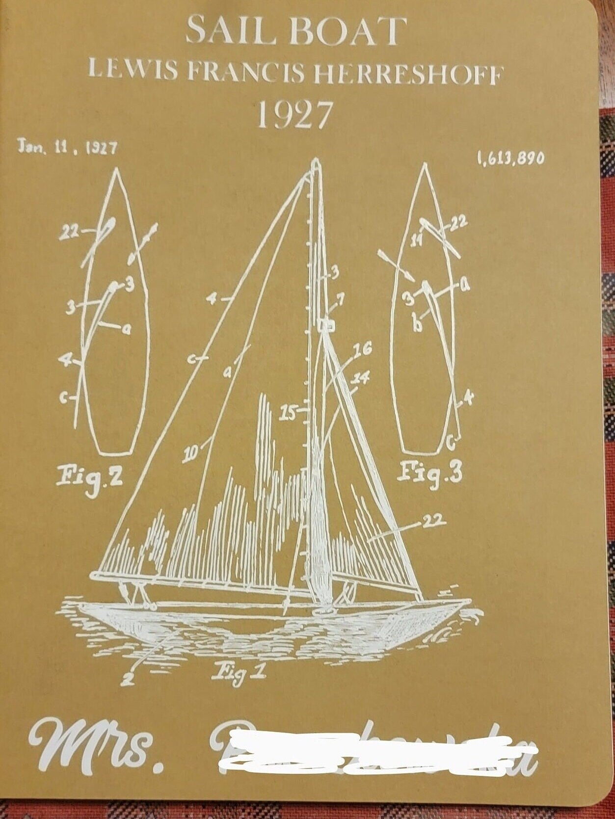 Custom Blueprint Journals Journal /XXL Moleskine hand drawn. Sailor Gift!