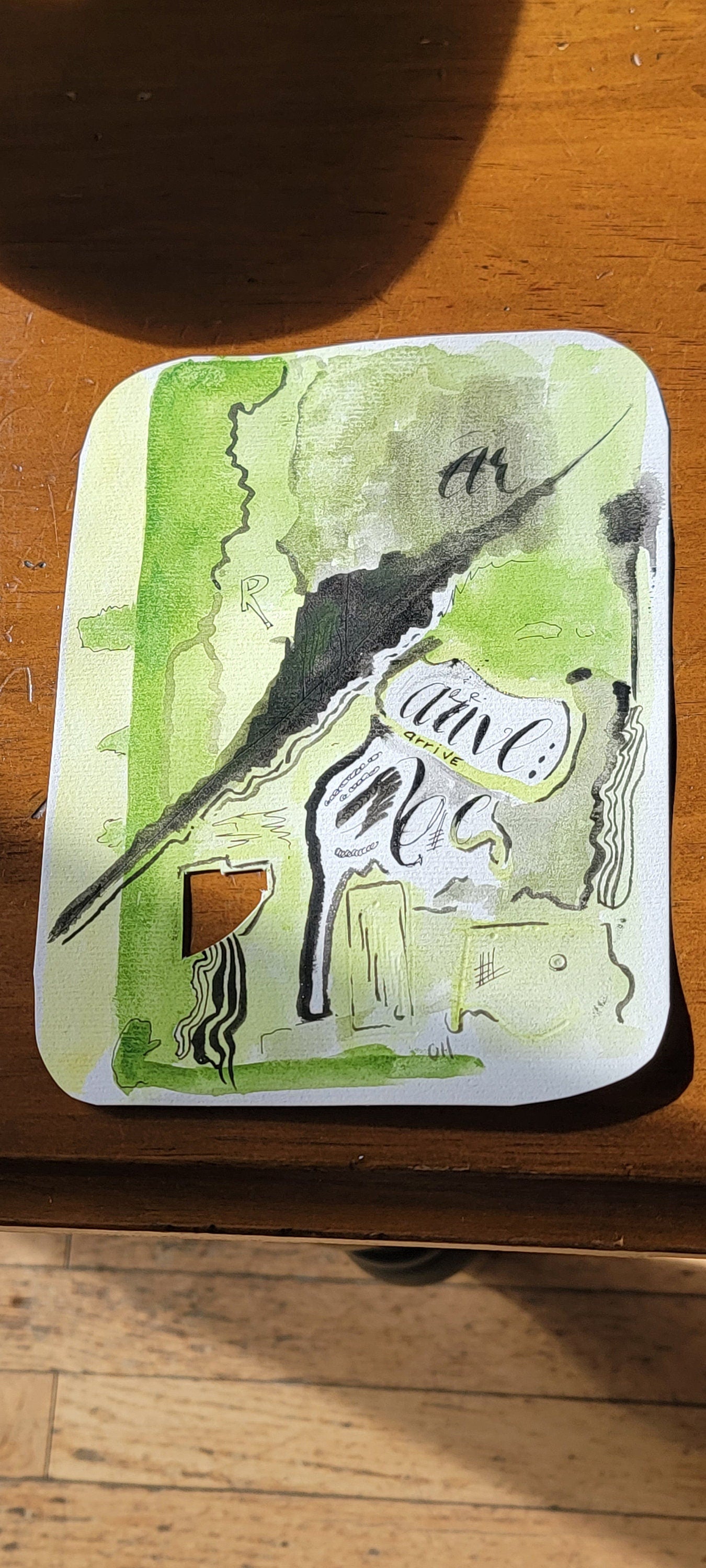 Original small art painting. 1 of 1 Named Arrive Watercolor/Ink