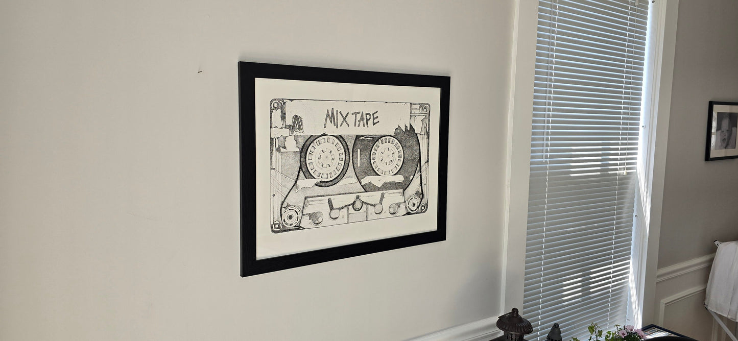 Mix Tape Original Art wall Hanging Millions of Dots. 26 x 20 Inches