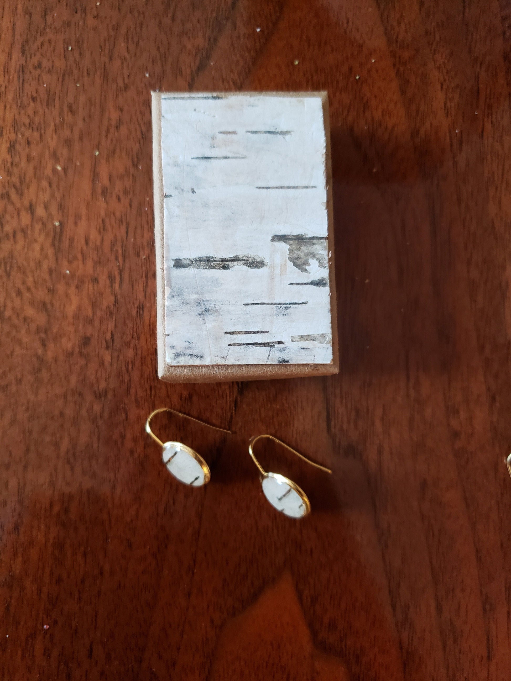Handmade Birch Earrings. Gold or silver Drop style