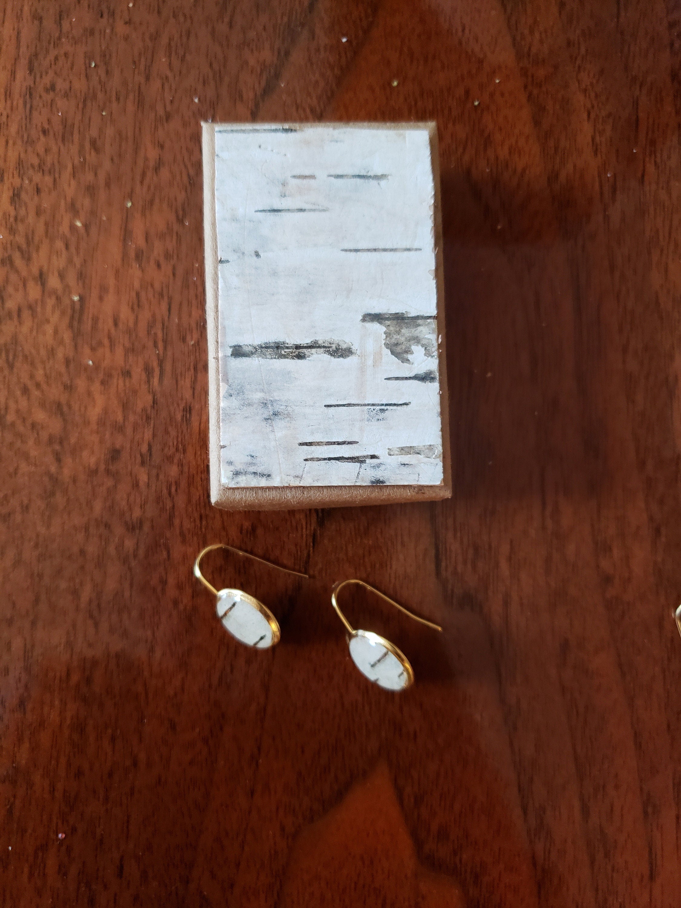 Handmade Birch Earrings. Gold or silver Drop style