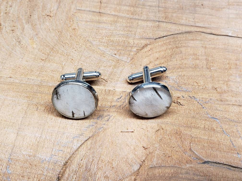 Silver Birch Bark Cufflinks, Groomsmen minimalist design. Natural wedding.