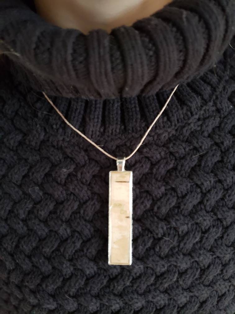 Thin real Birch Bark Necklace Natural, minimalist, Silver Pendant and Chain