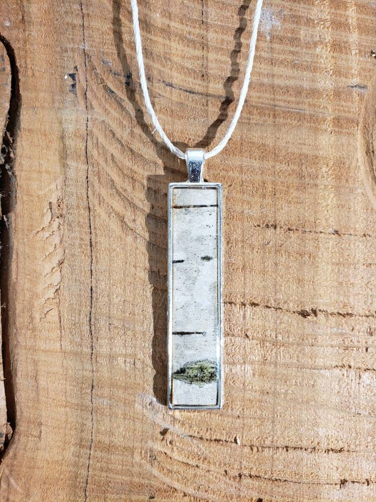 Silver Skinny Birch Bark Necklace