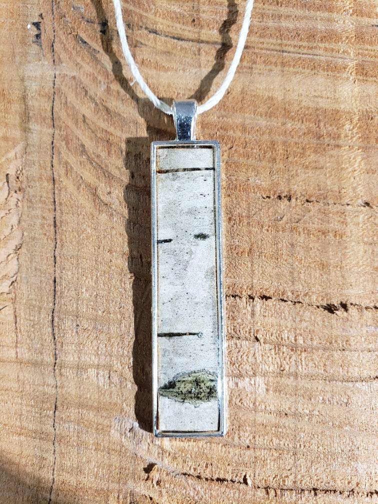 Silver Skinny Birch Bark Necklace