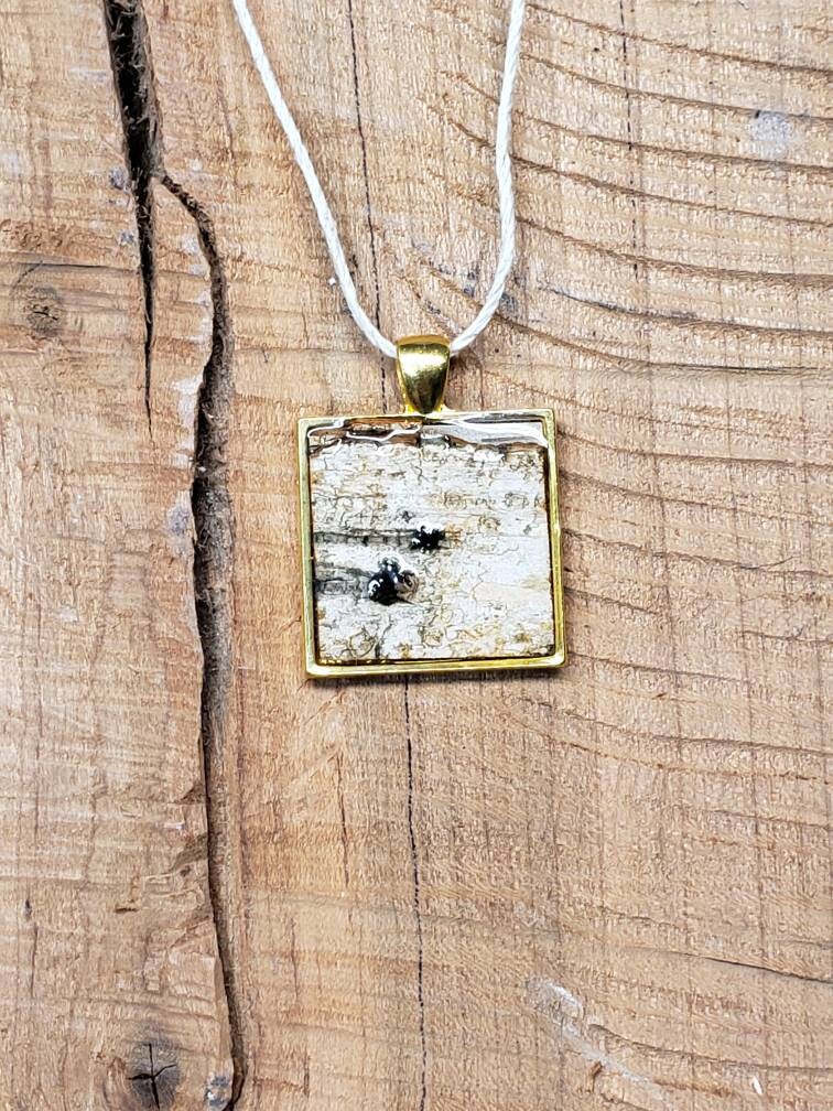 Gold Birch Bark Pendant Necklace