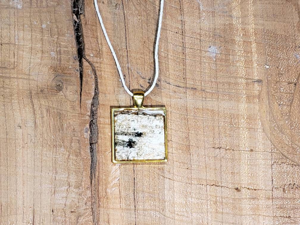 Gold Birch Bark Pendant Necklace