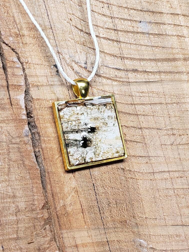 Gold Birch Bark Pendant Necklace