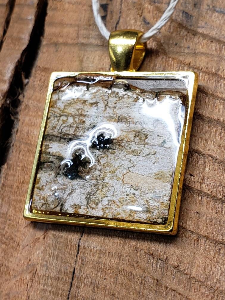 Gold Birch Bark Pendant Necklace