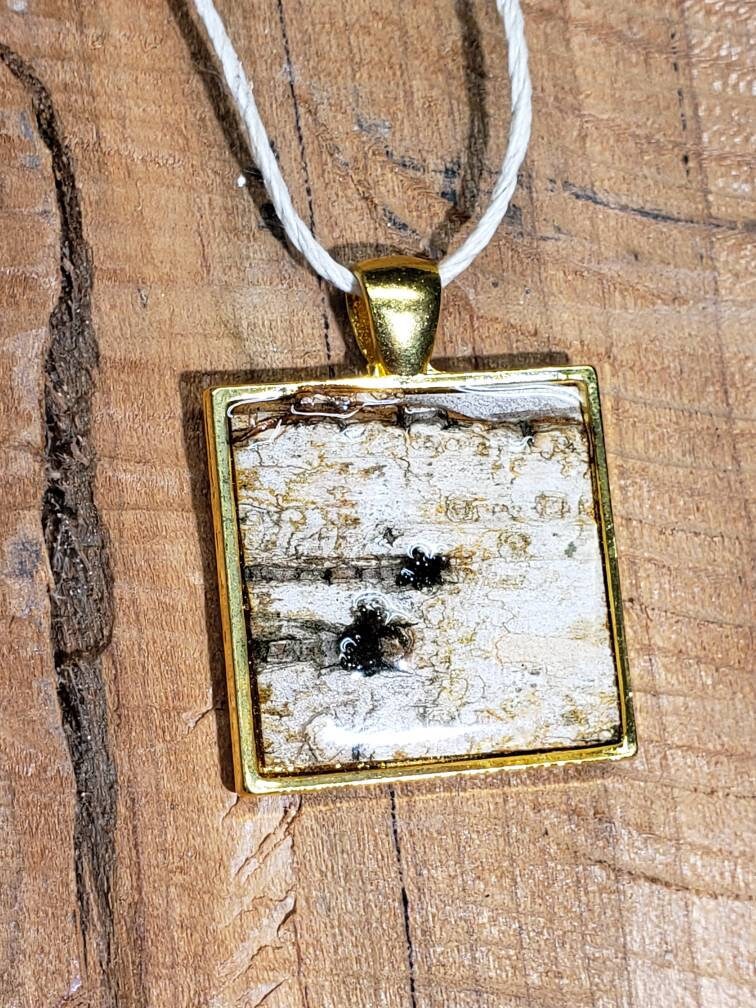 Gold Birch Bark Pendant Necklace