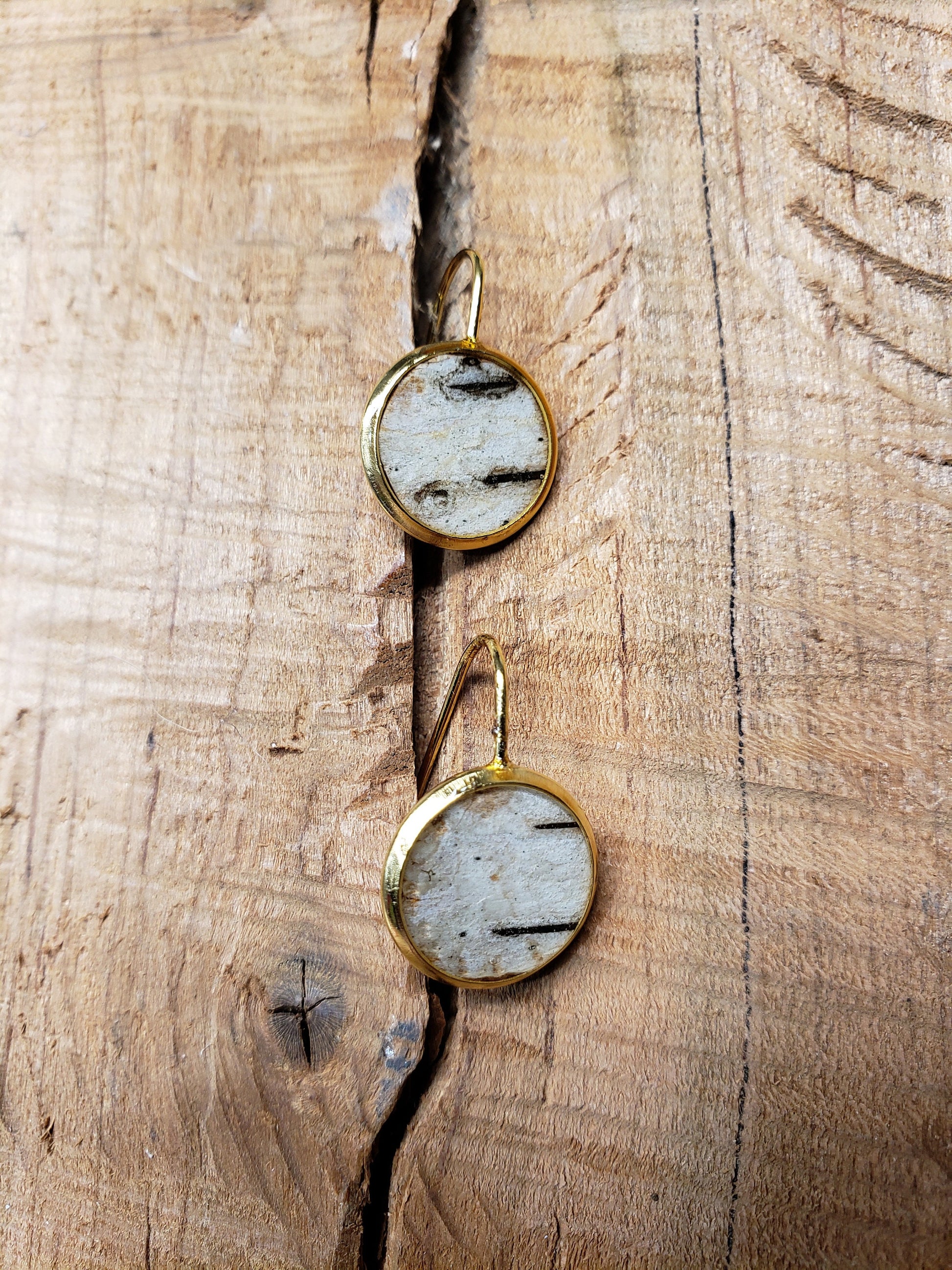 Handmade Birch Earrings. Gold or silver Drop style