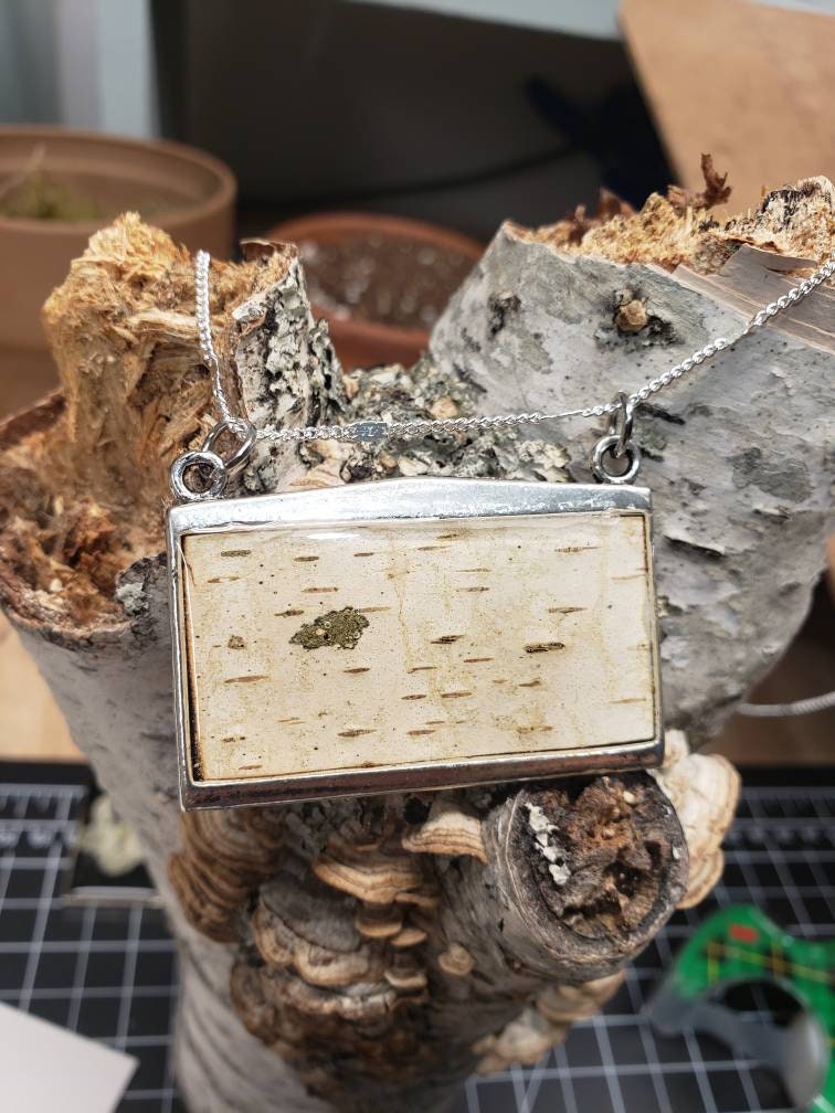 Birch Bark Pendant Necklace
