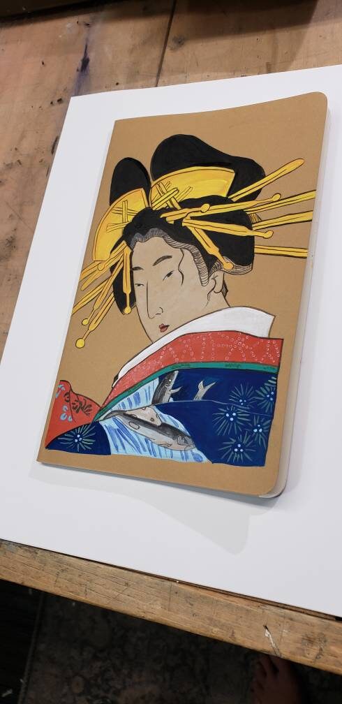 Hand Painted Lined Journal Japanese Woodblock style