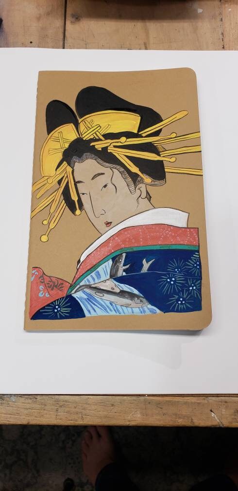Hand Painted Lined Journal Japanese Woodblock style