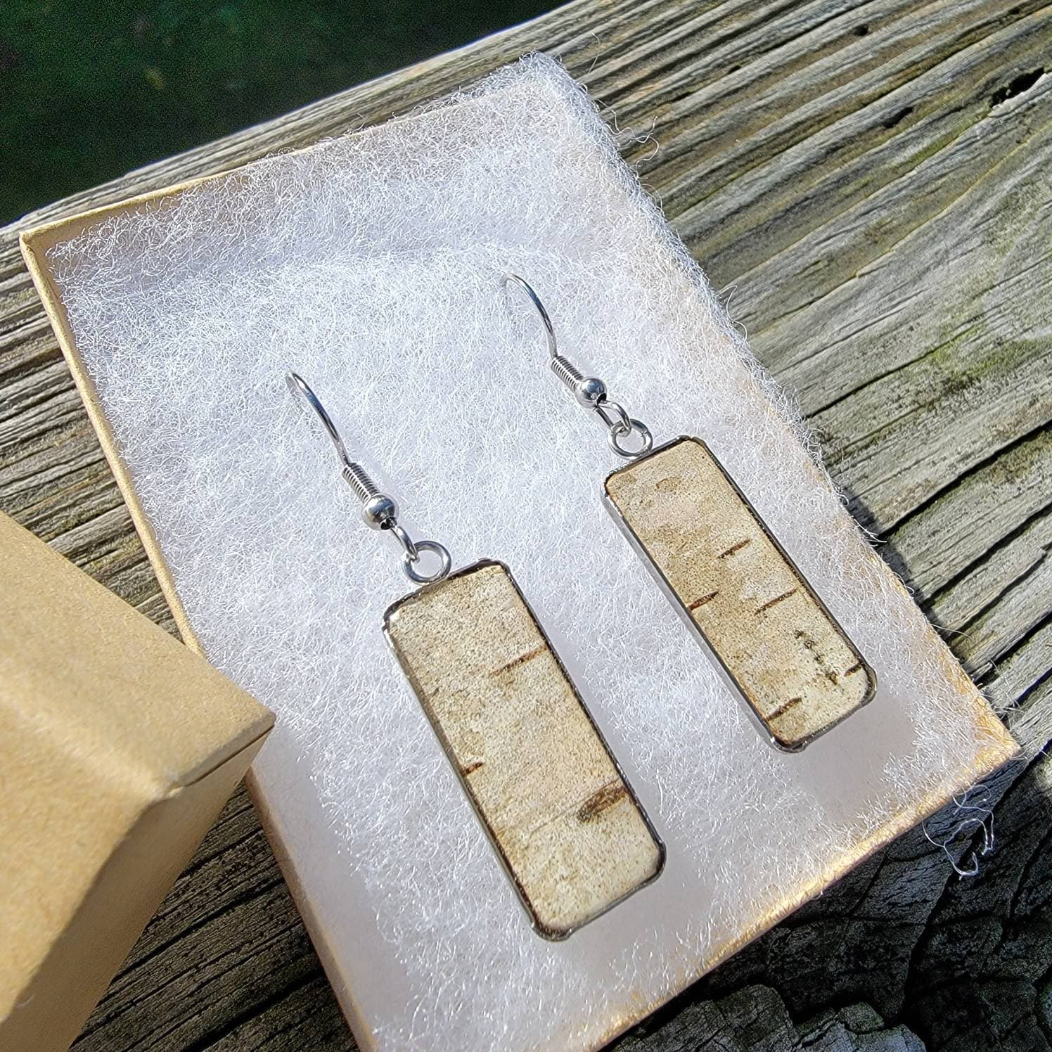 Silver Birch Bark Earrings