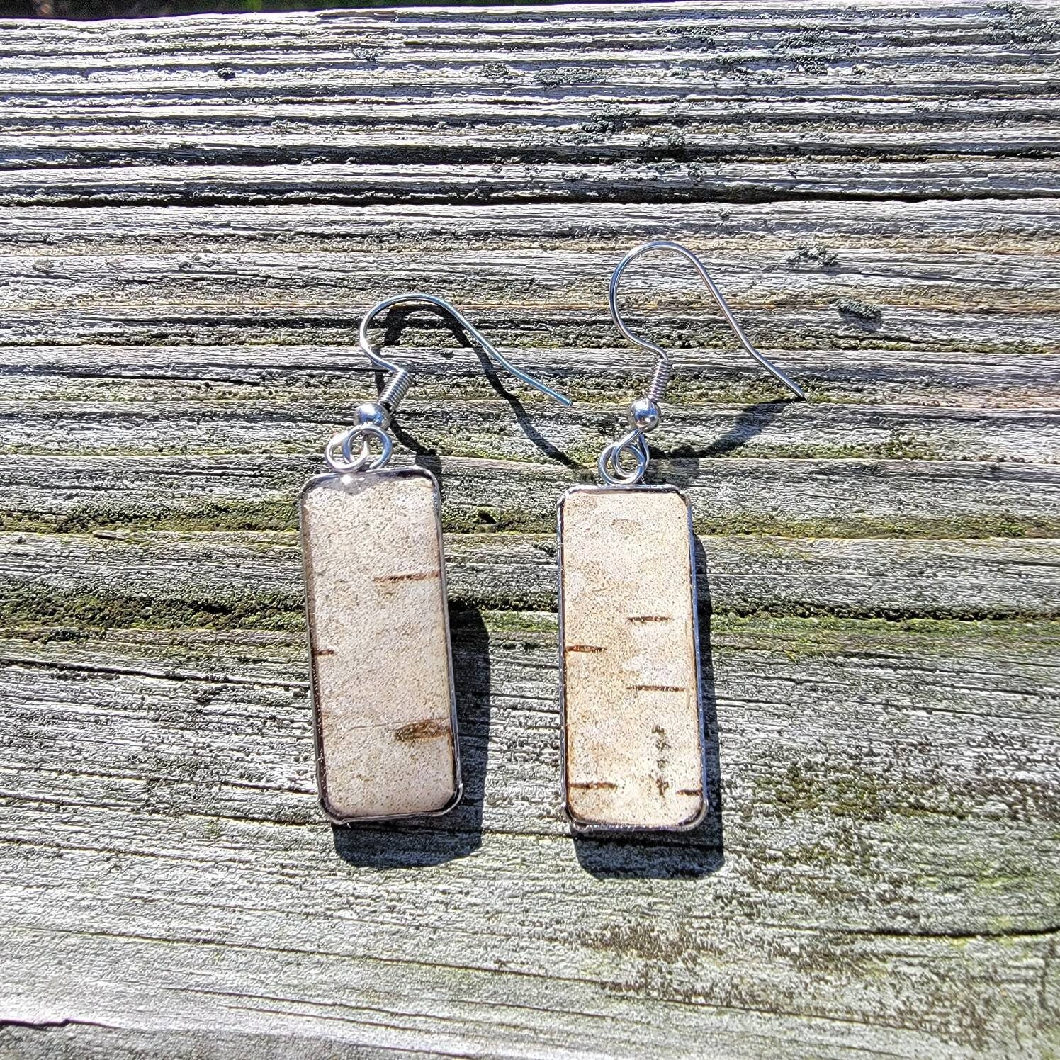 Silver Birch Bark Earrings