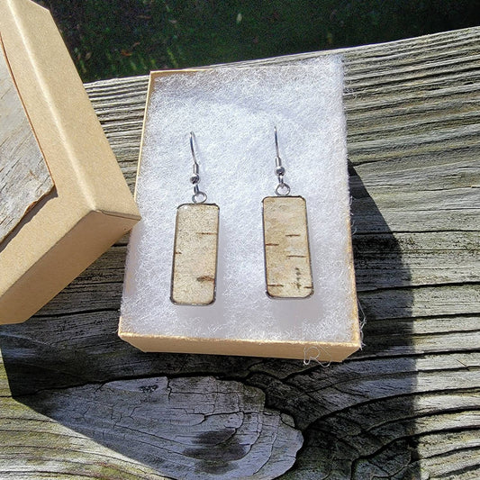 Silver Birch Bark Earrings