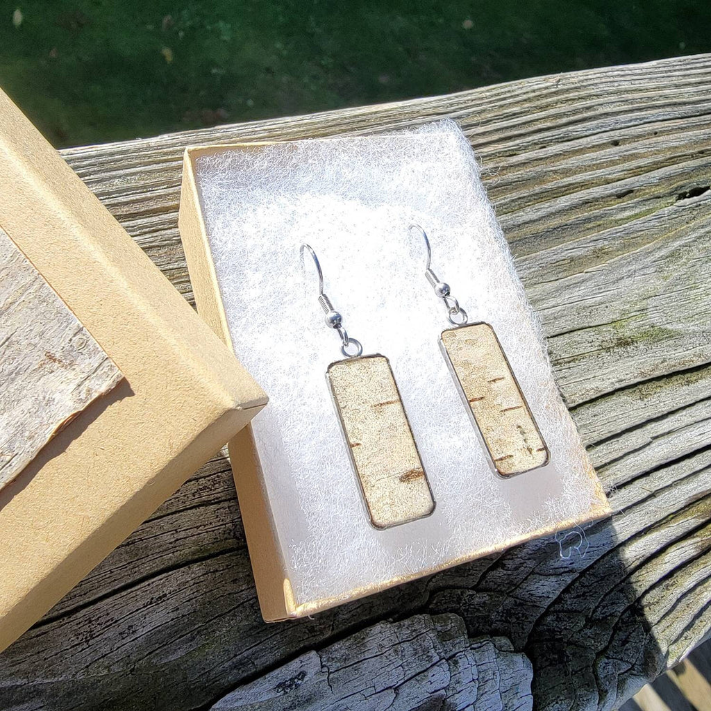 Silver Birch Bark Earrings