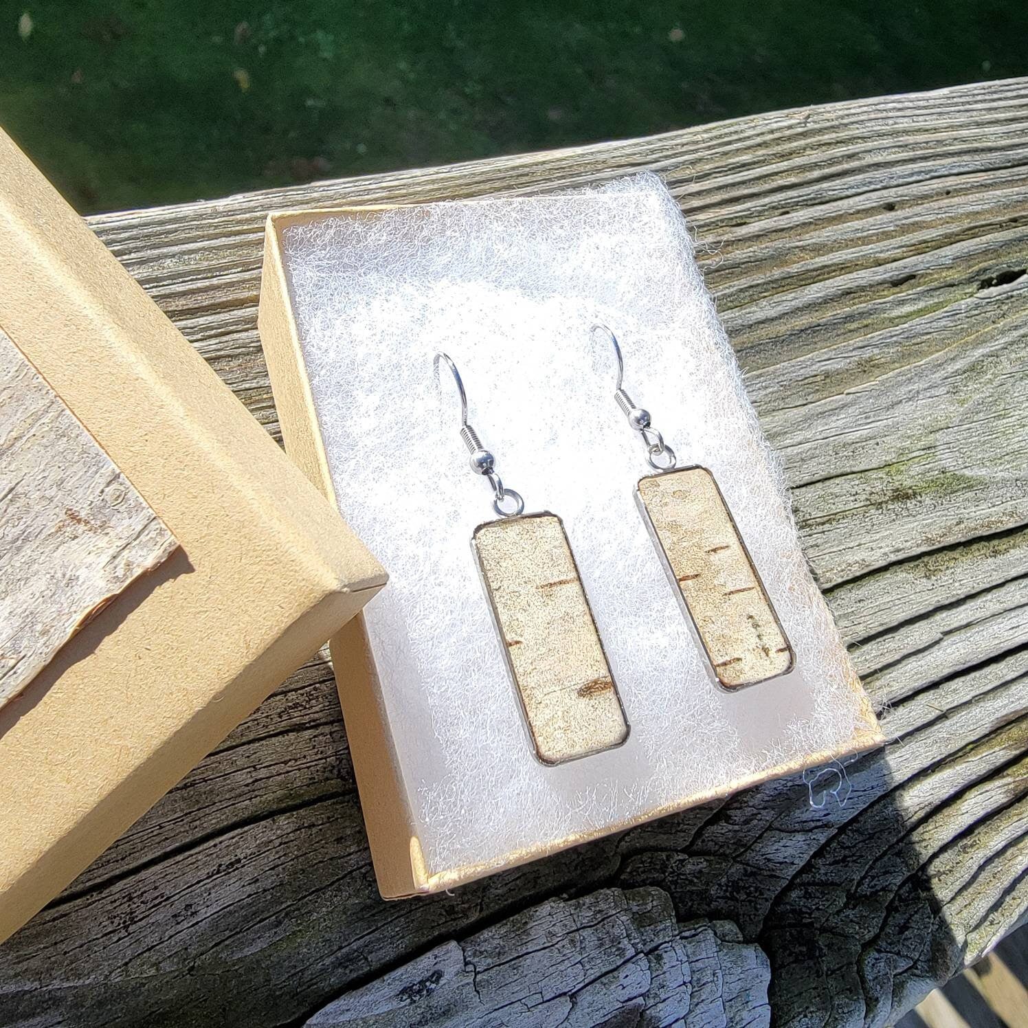 Silver Birch Bark Earrings