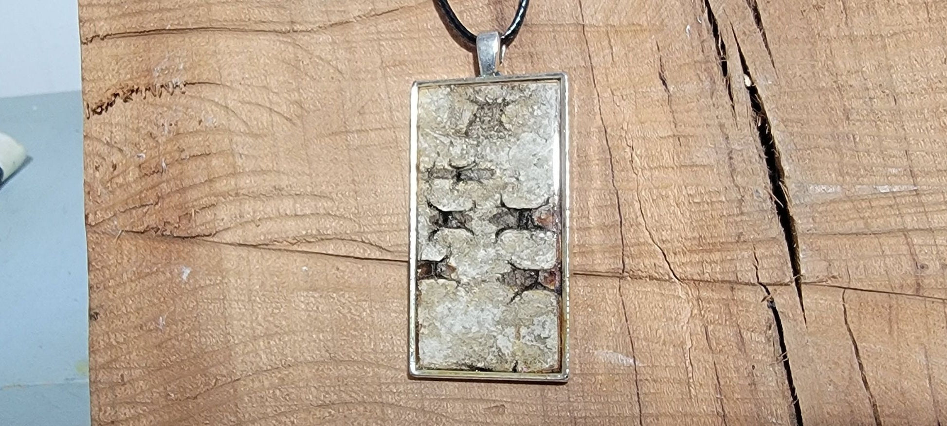 Silver Birch Bark Pendant Necklace