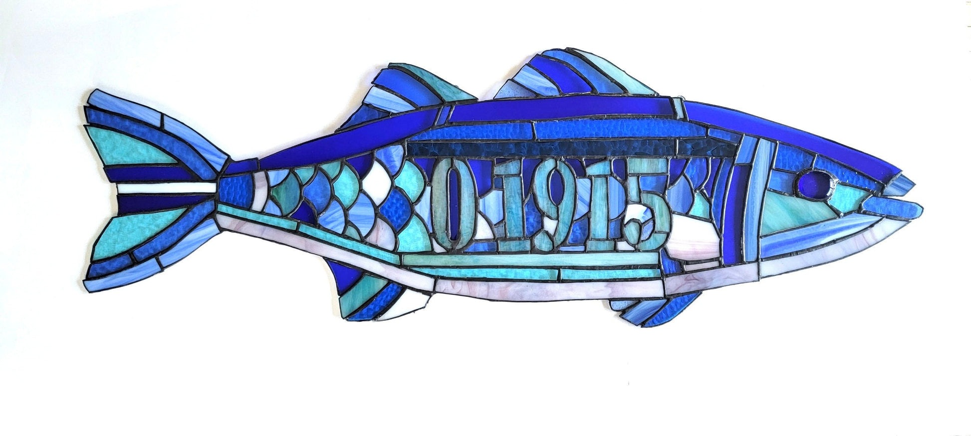 Stained Glass Fish custom with Zip Code or word of your choice