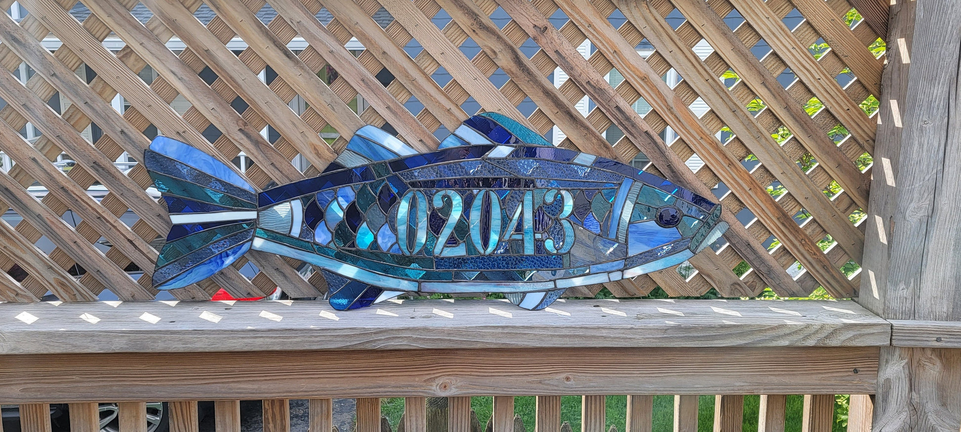Stained Glass Fish custom with Zip Code or word of your choice