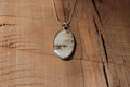 Oval Silver Birch Bark Necklace, Two sided, Natural wearable art