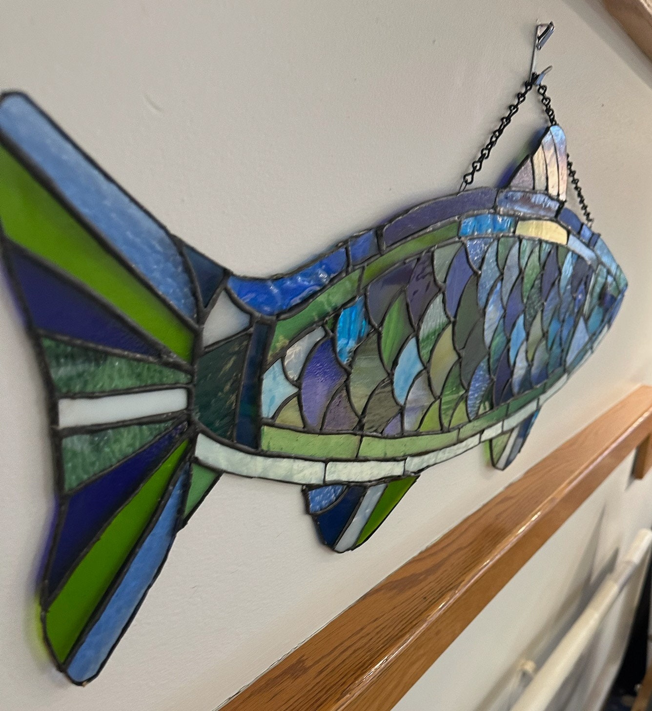 Stained Glass Fish custom with Zip Code or word of your choice
