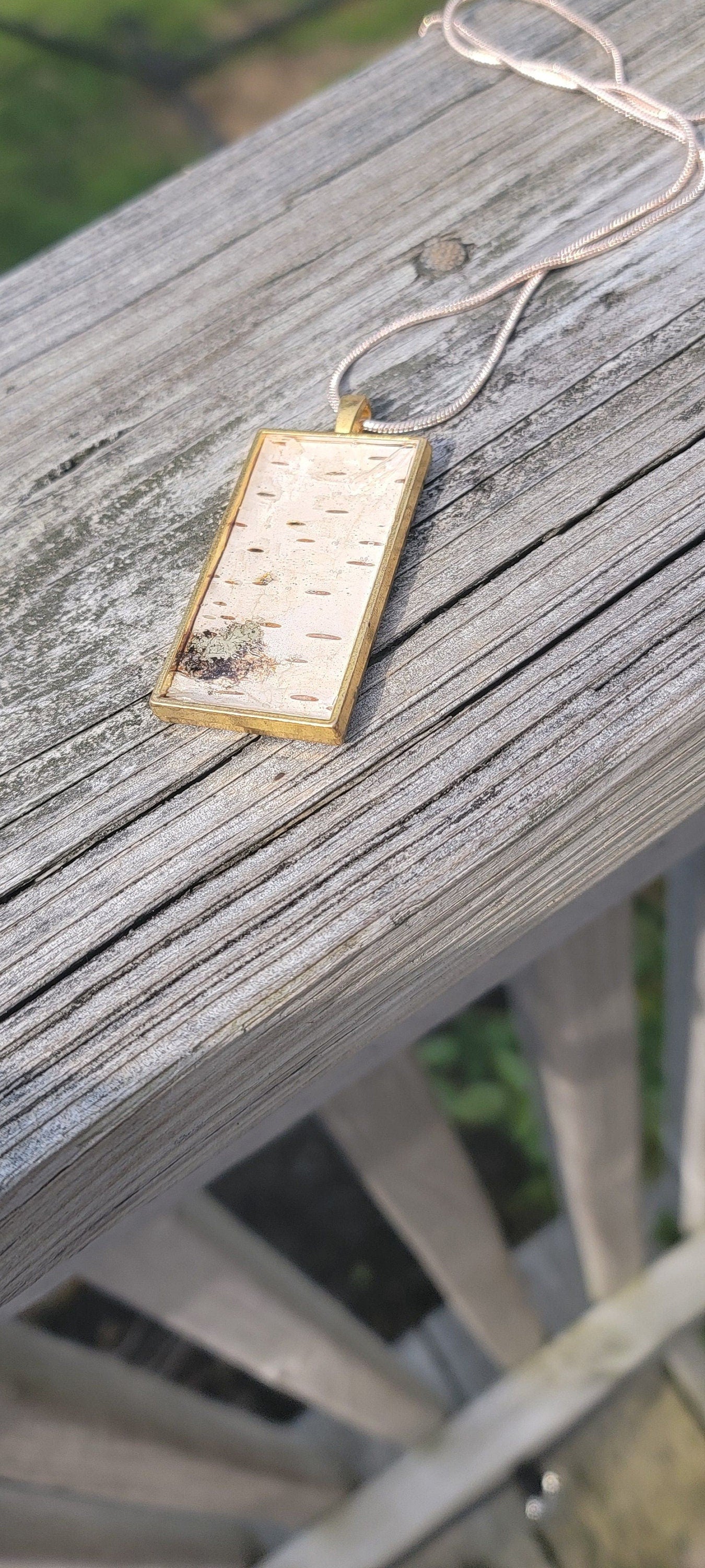 Birch Bark Pendant Necklace