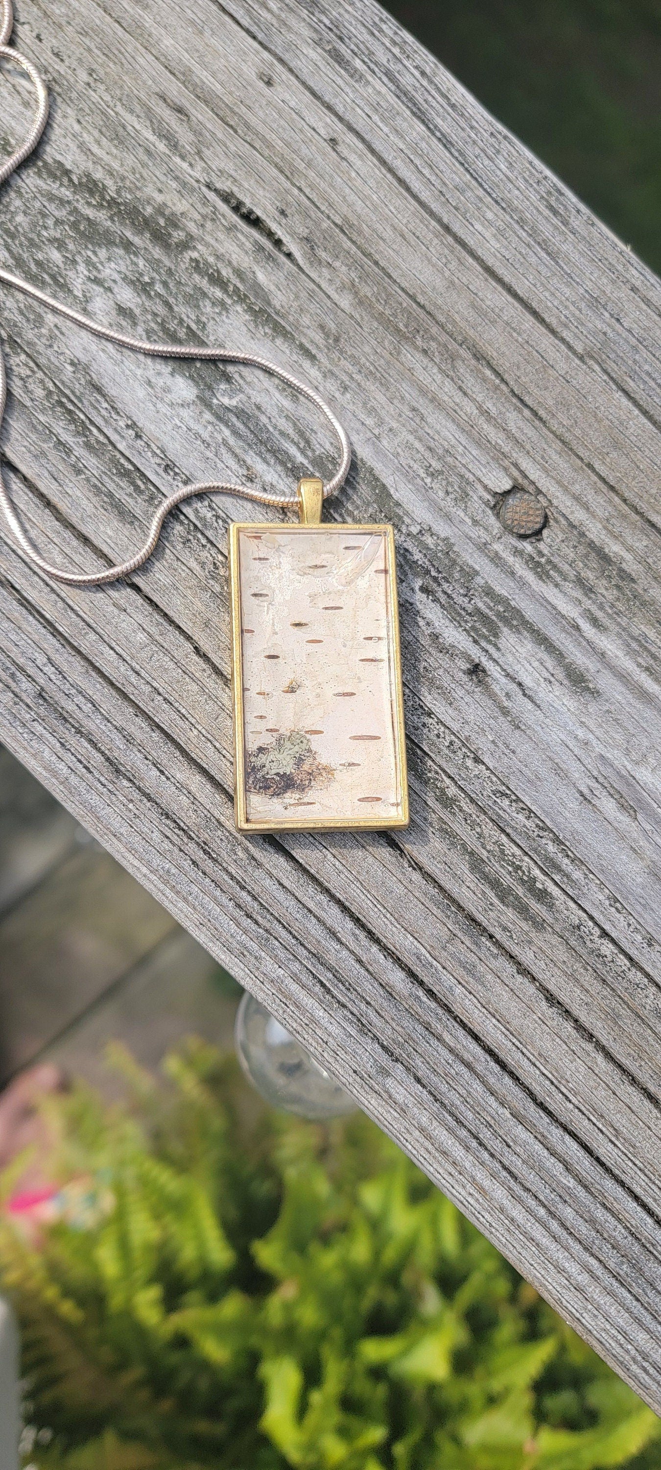 Birch Bark Pendant Necklace