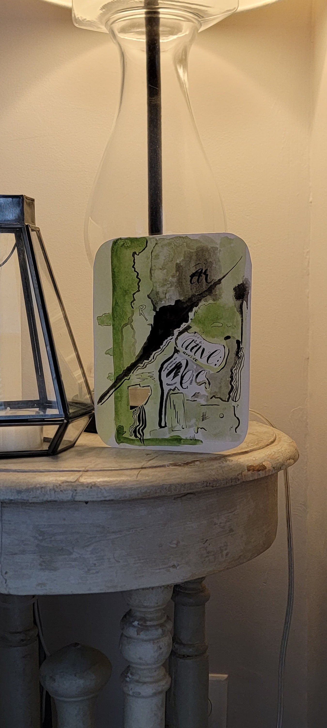 Original small art painting. 1 of 1 Named Arrive Watercolor/Ink