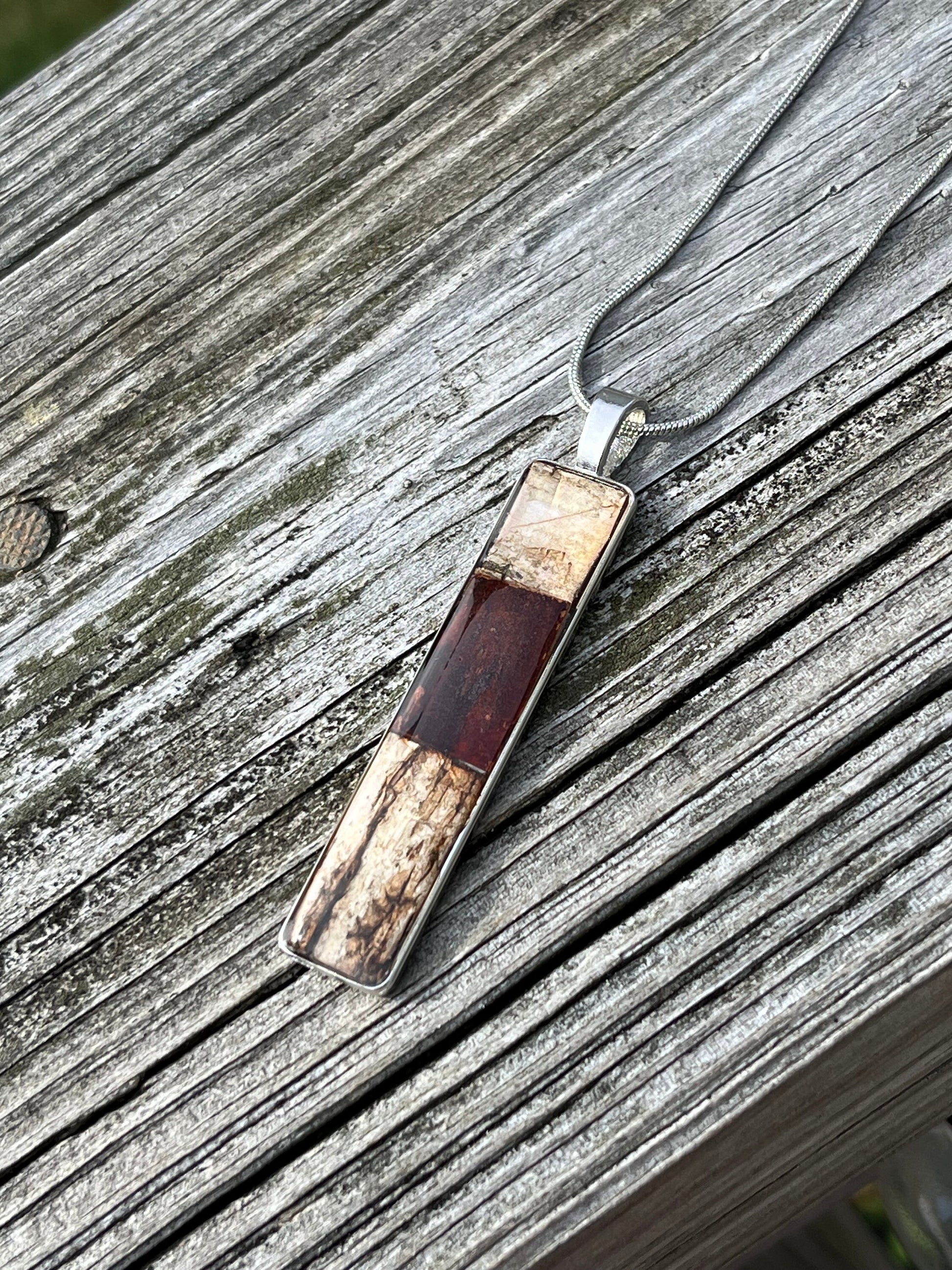 Birch Bark Necklace Skinny Light and Dark wood