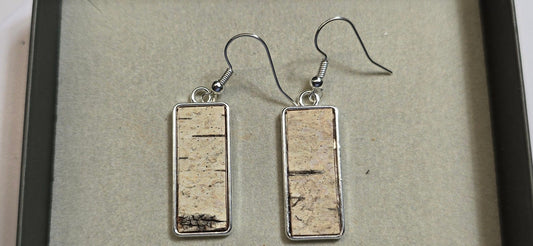 Silver Birch Bark Earrings, natural minimalist
