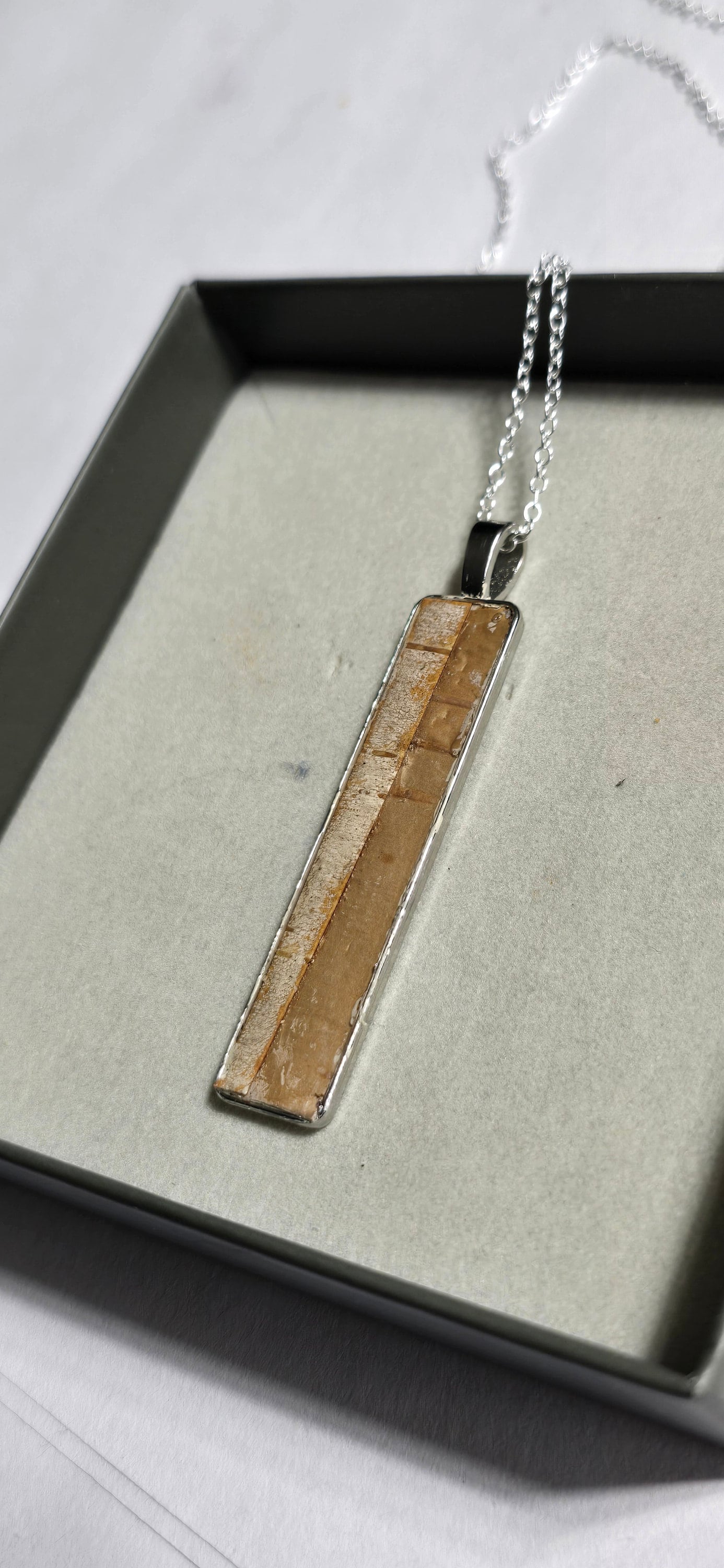 Birch Bark Necklace Skinny minimalistic. Silver
