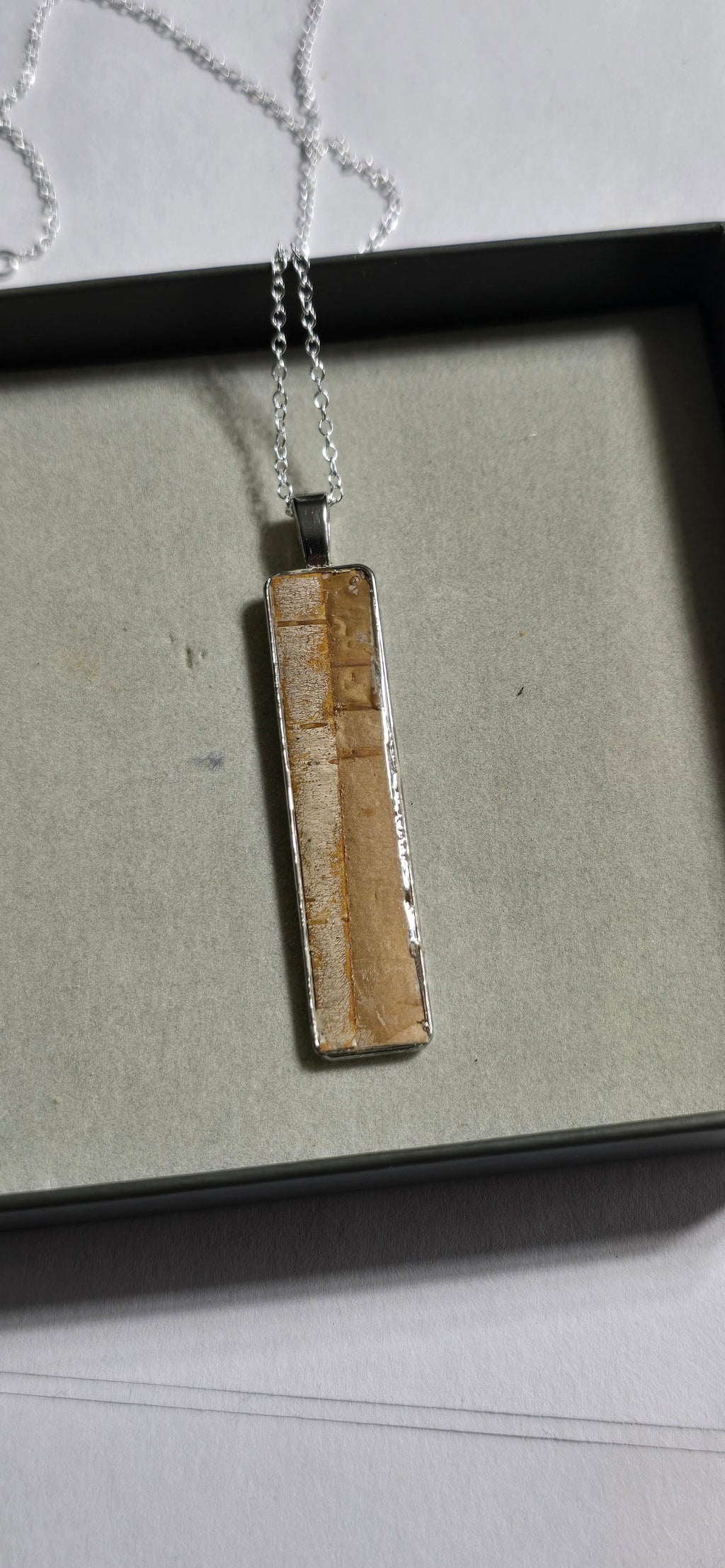 Birch Bark Necklace Skinny minimalistic. Silver