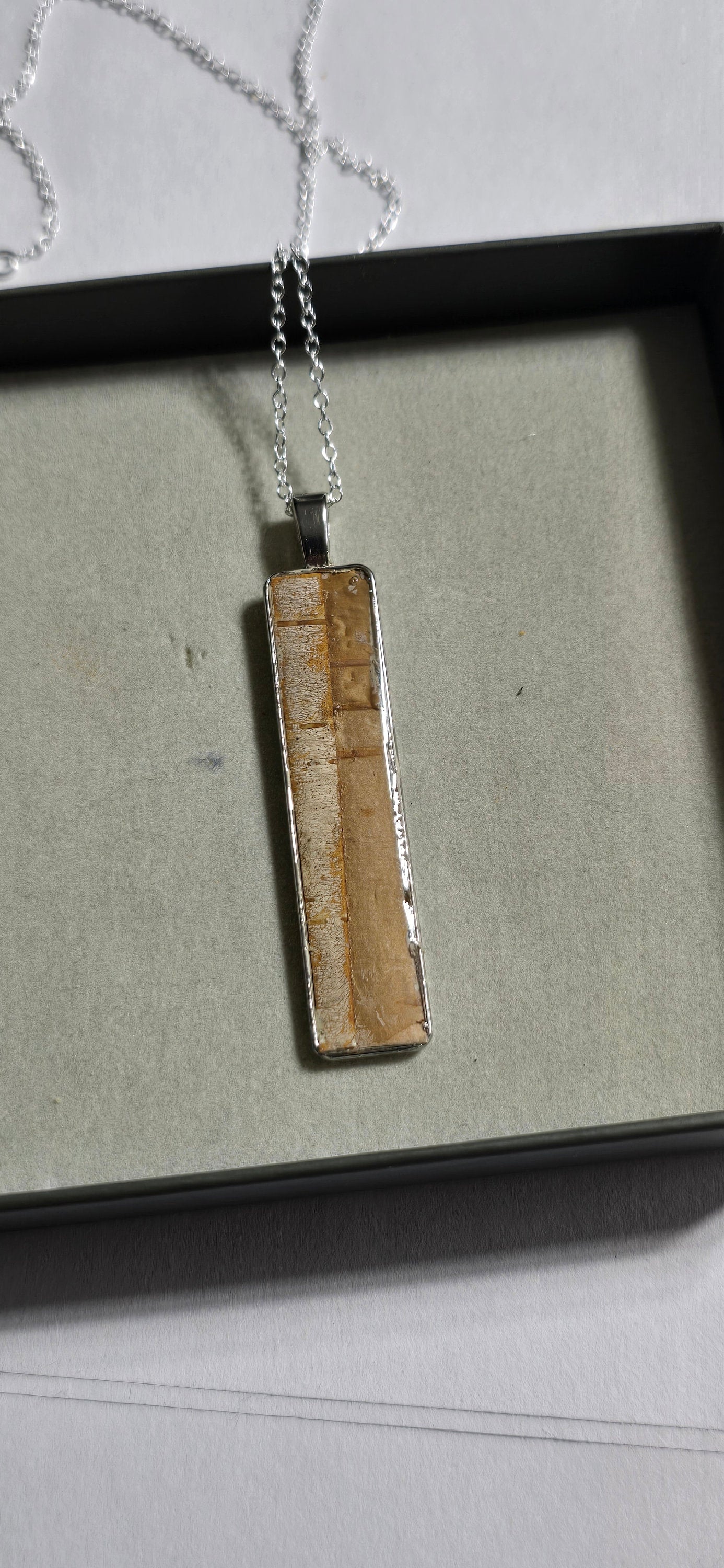 Birch Bark Necklace Skinny minimalistic. Silver
