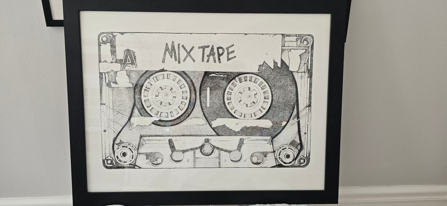 Mix Tape Original Art wall Hanging Millions of Dots. 26 x 20 Inches