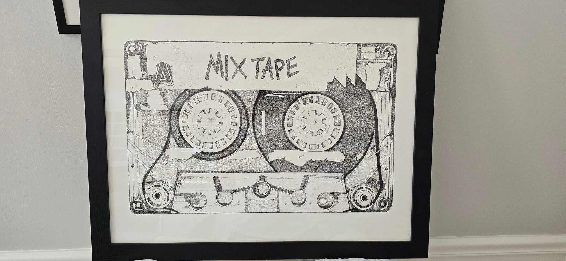Mix Tape Original Art wall Hanging Millions of Dots. 26 x 20 Inches