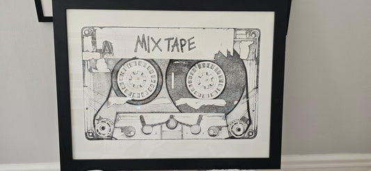 Mix Tape Original Art wall Hanging Millions of Dots. 26 x 20 Inches