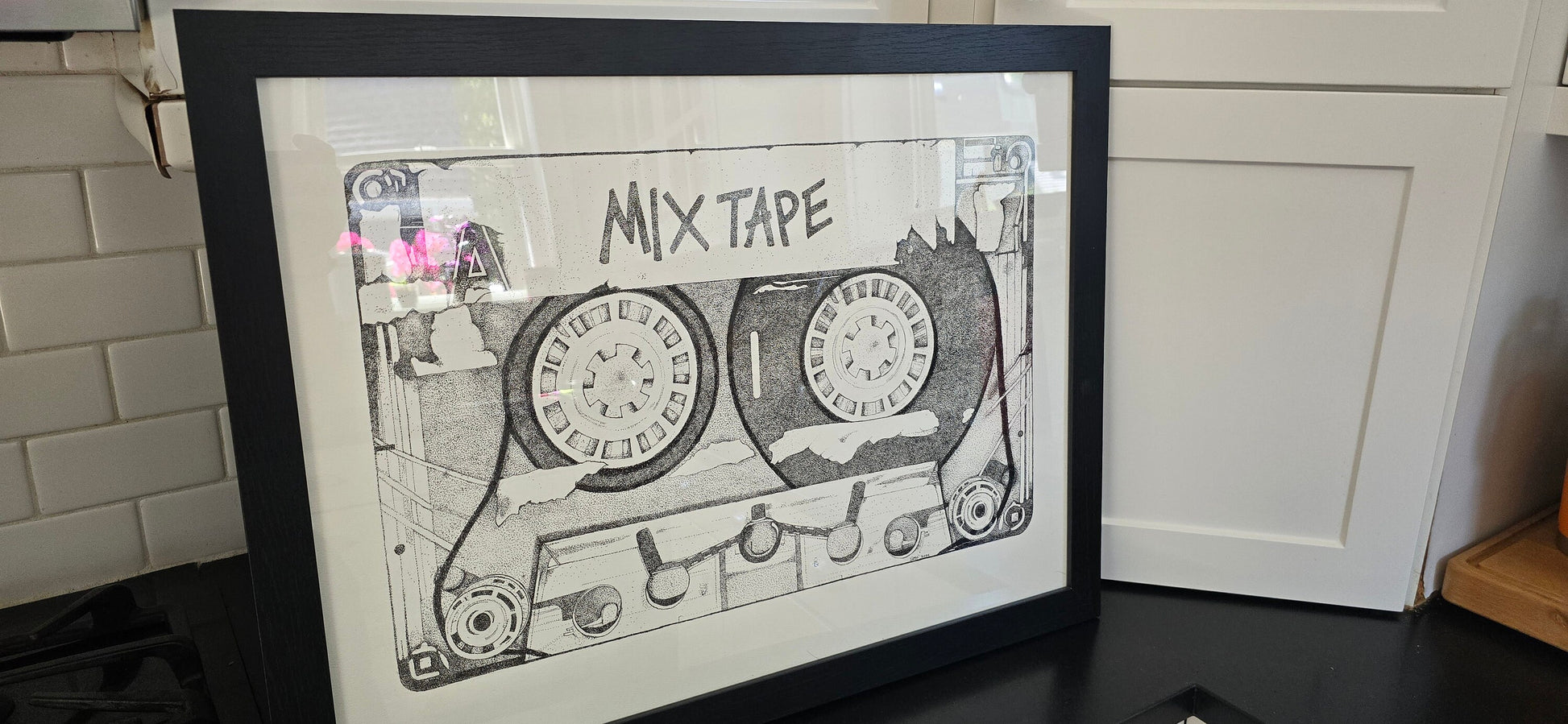 Mix Tape Original Art wall Hanging Millions of Dots. 26 x 20 Inches