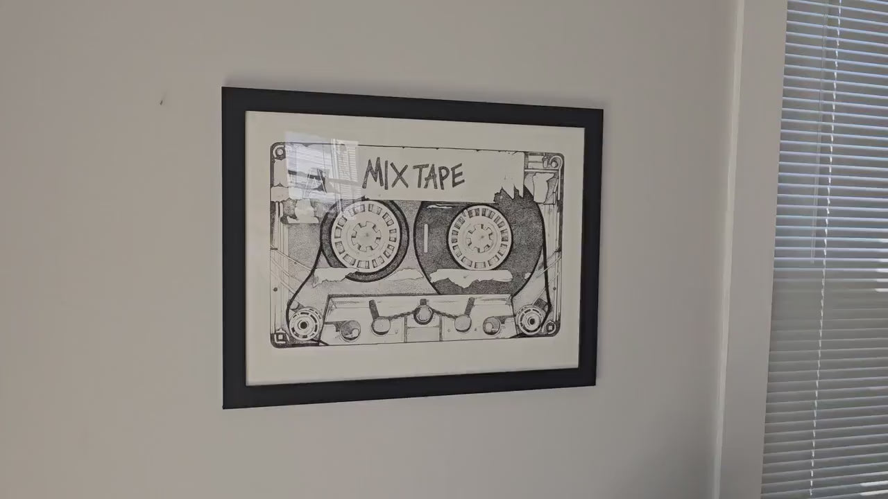 Mix Tape Original Art wall Hanging Millions of Dots. 26 x 20 Inches
